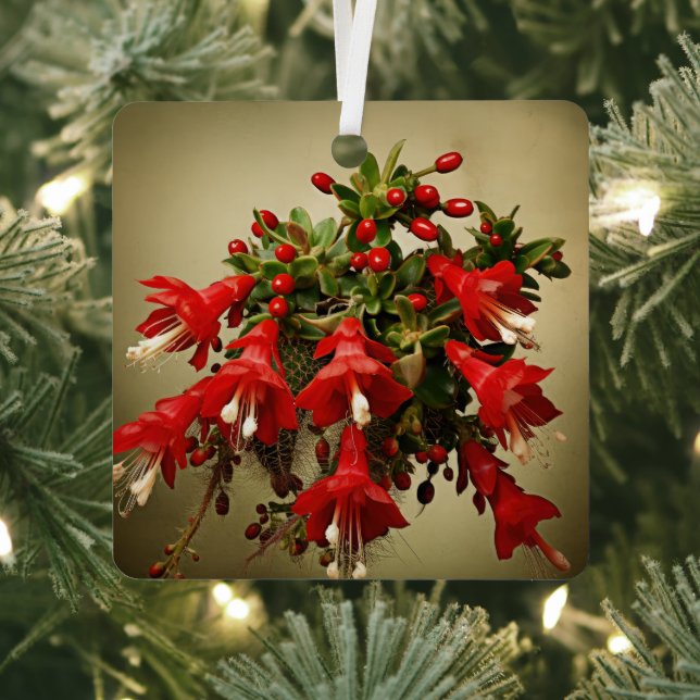Cactus Kisses & Christmas Wishes – A Double-Sided  Metal Ornament (Insitu)