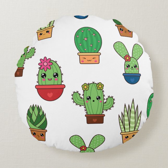 Cactus Krazy Round Pillow (Front)