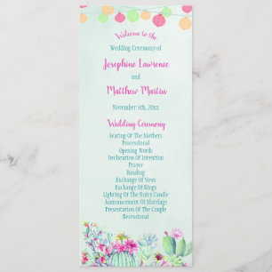 Cactus Lantern Fiesta Succulents Wedding Program