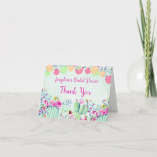 Cactus Lantern Succulents Bridal Shower Thank You Card