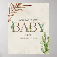 Cactus Leather Baby Shower Welcome 