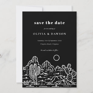Cactus Line Art Desert Photo Save the Date  Invitation