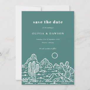 Cactus Line Art Desert Photo Save the Date Invitation