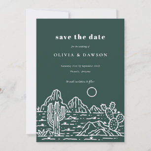 Cactus Line Art Desert Photo Save the Date  Invitation