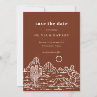 Cactus Line Art Desert Photo Save the Date