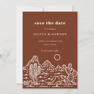 Cactus Line Art Desert Photo Save the Date  Invitation