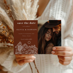 Cactus Line Art Desert Photo Save the Date   Postcard