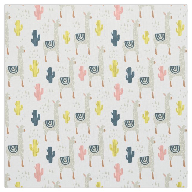 Cactus & Llamas Pattern Fabric (Swatch)