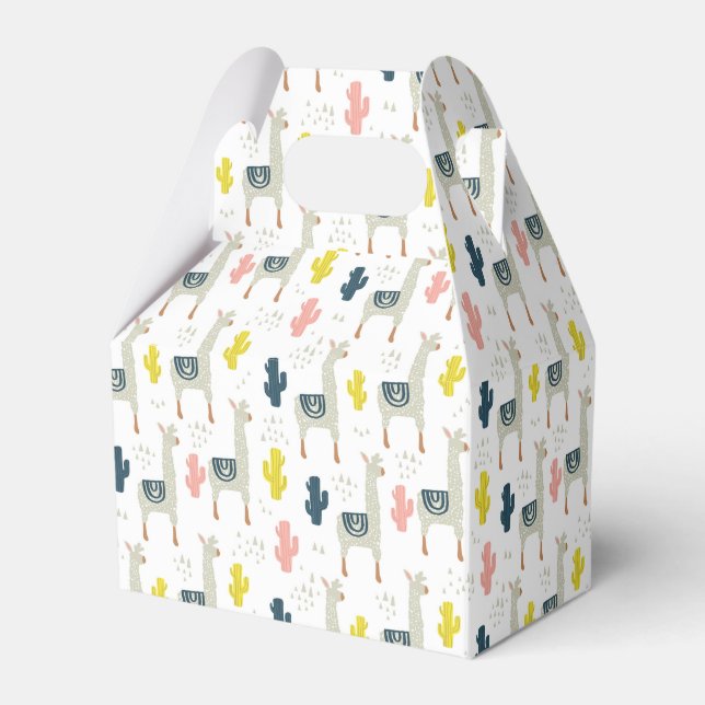 Cactus & Llamas Pattern Favor Box (Front Side)