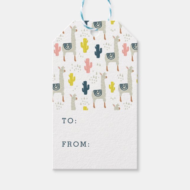 Cactus & Llamas Pattern Gift Tags (Front)