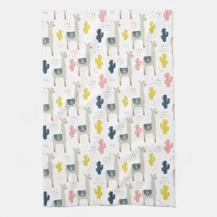 Cactus & Llamas Pattern Kitchen Towel