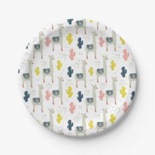 Cactus & Llamas Pattern Paper Plate