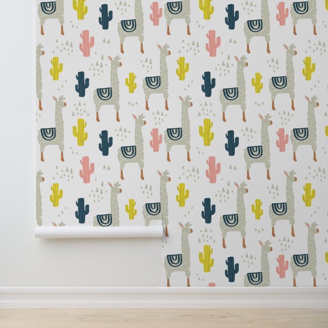 Cactus & Llamas Pattern Wallpaper (Application)