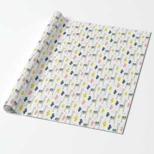 Cactus & Llamas Pattern Wrapping Paper