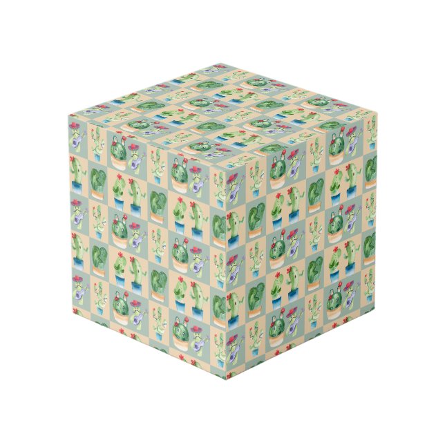cactus love - watercolor cube (Front Angled)