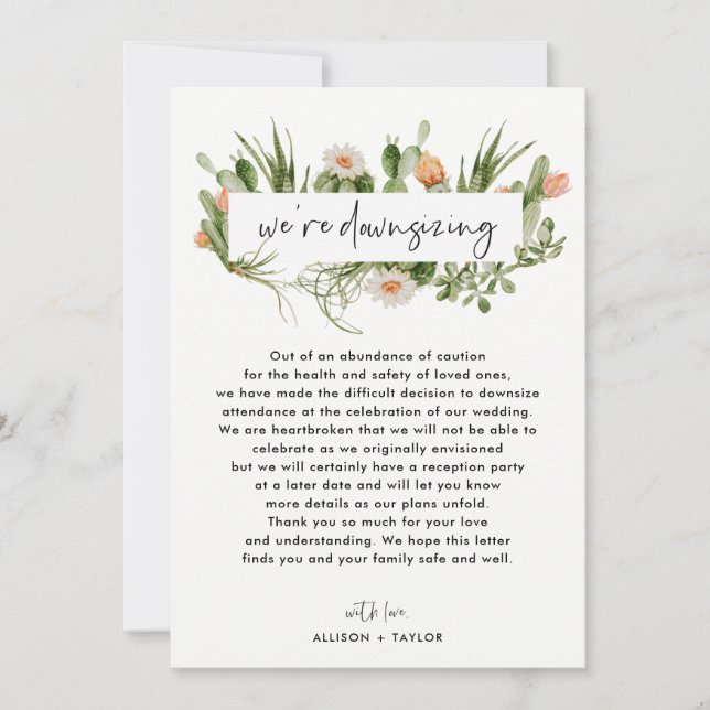 Cactus Mariage Mise à jour Diminuer le Faire-part  (Devant)