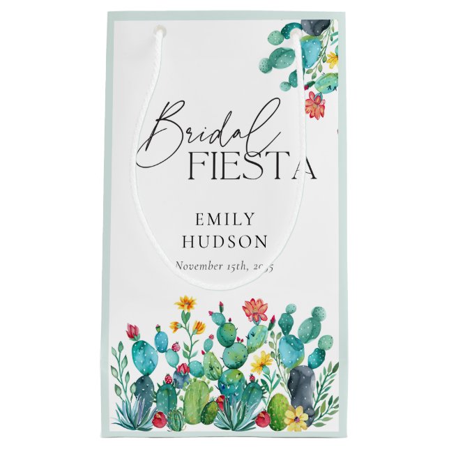 Cactus Mexican Fiesta Bridal Shower Small Gift Bag (Front)