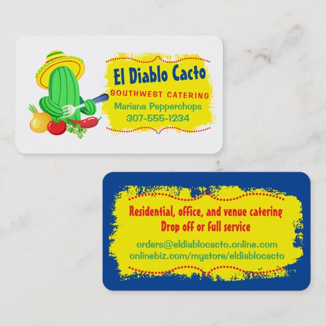 Cactus Mexican Southwestern chef catering Business Business Card (Front/Back)