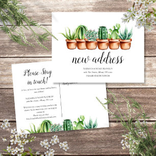 Cactus New Address We've Moved House Announcement  Postcard