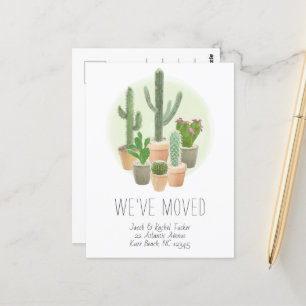 Cactus New Home Address Moving Announcement Postcard