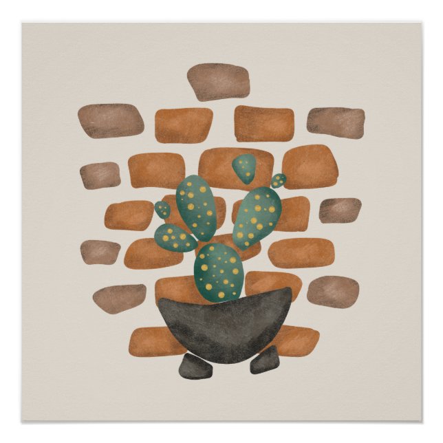 Cactus Oasis: Brick Wall Decor Inspired by Nature (Front)
