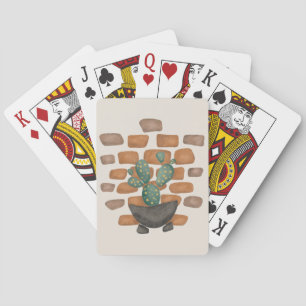 Cactus Oasis: Brick Wall Decor Inspired by Nature Playing Cards
