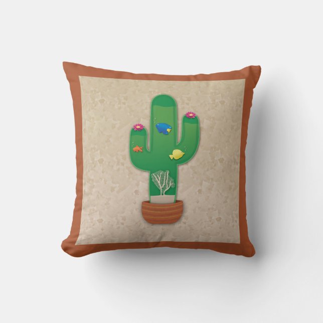 Cactus Oasis Throw Pillow (Front)