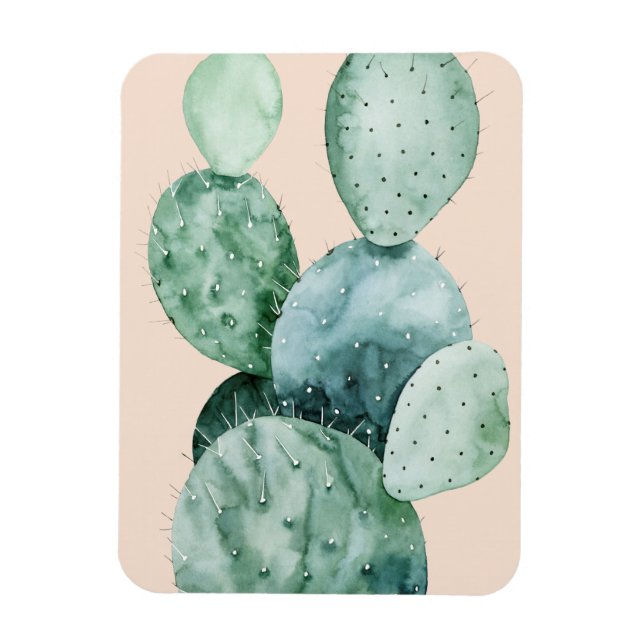 Cactus on Coral Magnet (Vertical)