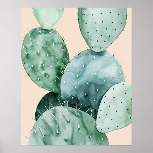 Cactus on Coral Poster (Front)