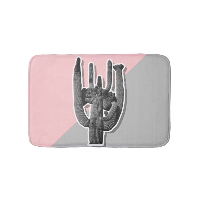 Cactus On Pink and Grey Background Bath Mat (Front)