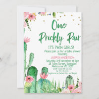 Cactus One Prickly Pair Twins Baby Shower