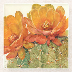 Cactus Orange Blossoms Glass Coaster