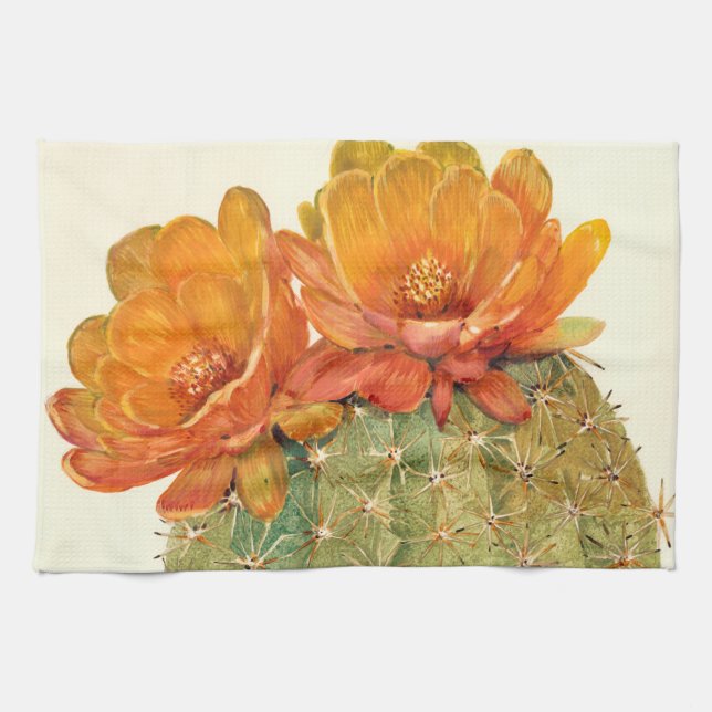 Cactus Orange Blossoms Kitchen Towel (Horizontal)