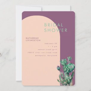 Cactus Orchid & Blush Geometric Bridal Shower Invitation