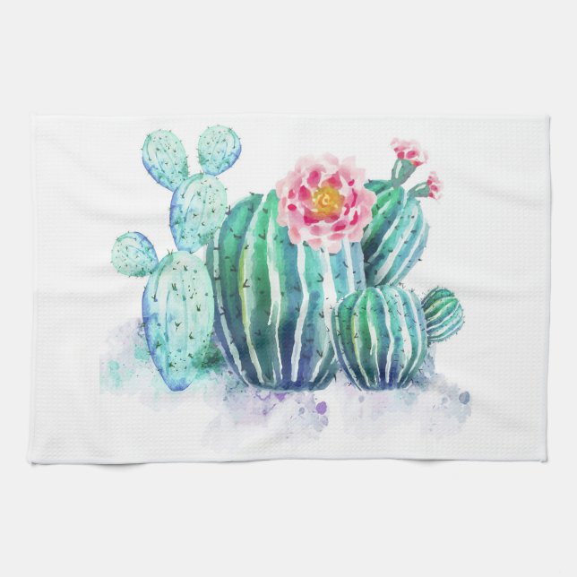 Cactus Painted Kitchen Towel (Horizontal)