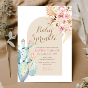 Cactus pampas grass and Boho Baby Sprinkle Invitation