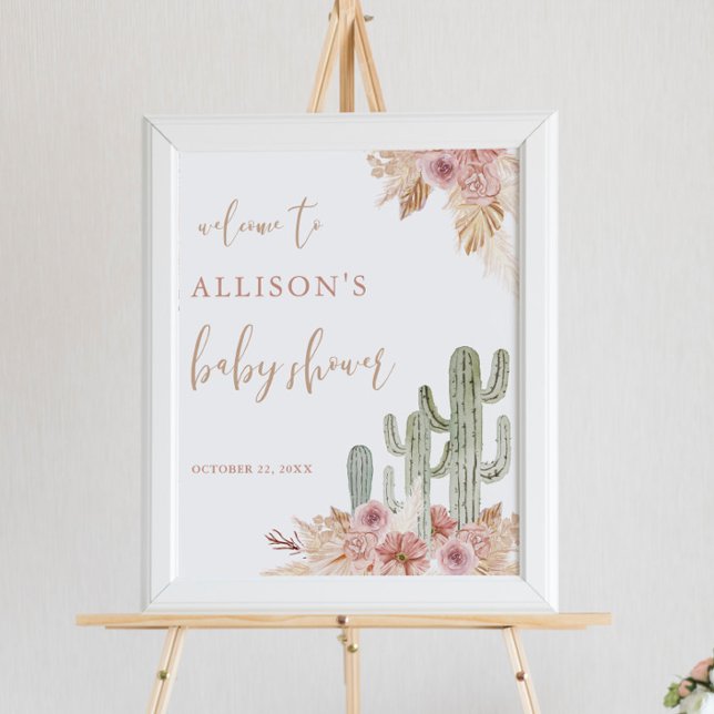 Cactus pampas grass boho baby shower welcome sign (Creator Uploaded)