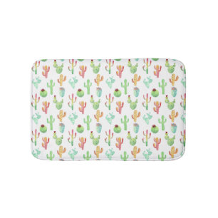 Cactus Pastel Watercolor Pattern Bath Mat