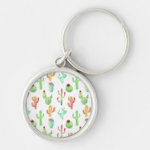Cactus Pastel Watercolor Pattern Keychain