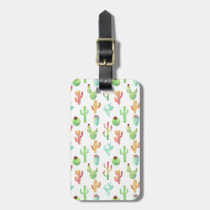 Cactus Pastel Watercolor Pattern Luggage Tag