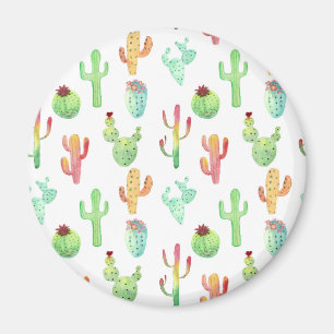 Cactus Pastel Watercolor Pattern Magnet