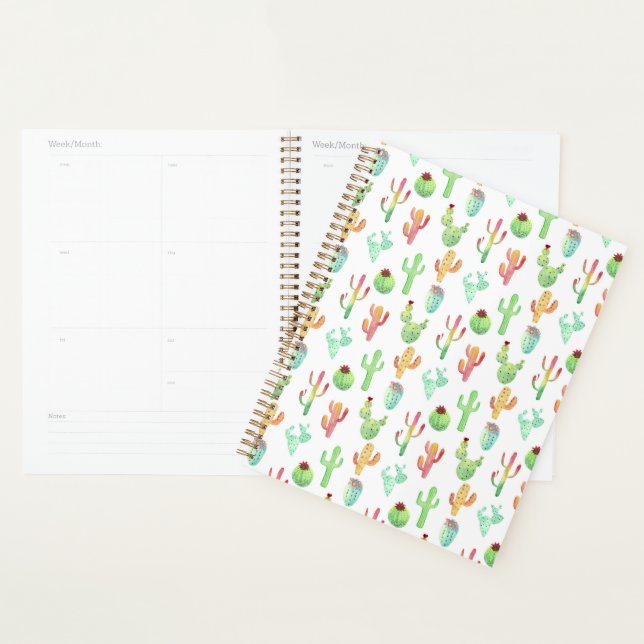 Cactus Pastel Watercolor Pattern Planner (Display)