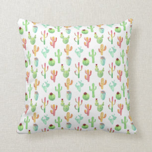 Cactus Pastel Watercolor Pattern Throw Pillow
