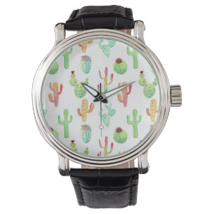 Cactus Pastel Watercolor Pattern Watch