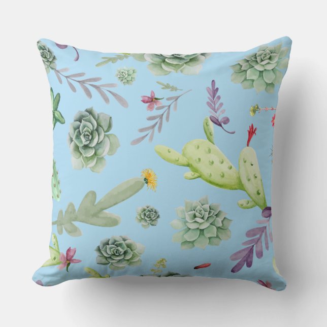 Cactus Pattern 10 Throw Pillow (Front)