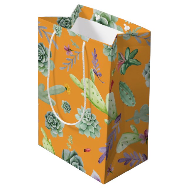 Cactus Pattern 11 Medium Gift Bag (Back Angled)
