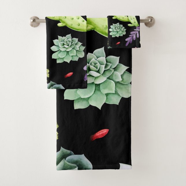 Cactus Pattern 2 Bath Towel Set (Insitu)
