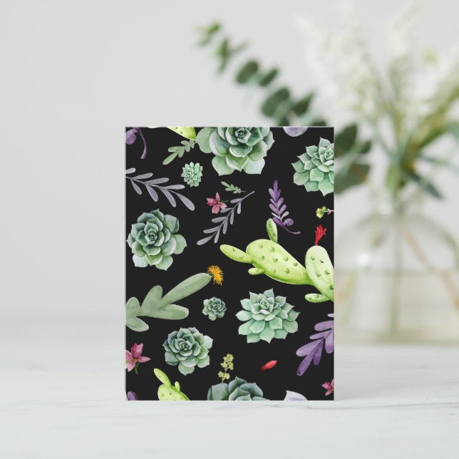 Cactus Pattern 2 Holiday Postcard (Standing Front)