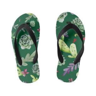 Cactus Pattern 3 Kid's Flip Flops