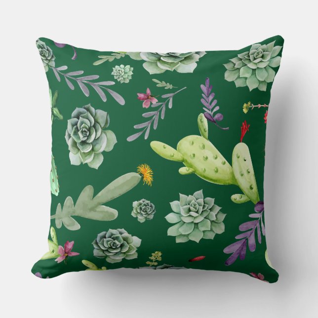 Cactus Pattern 3 Throw Pillow (Front)